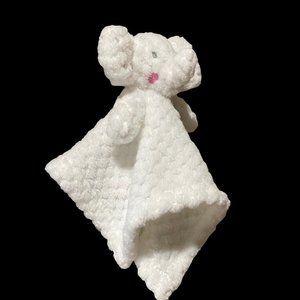 INF Inc. elephant plush lovey solid‎ white, pink cheeks 12" square